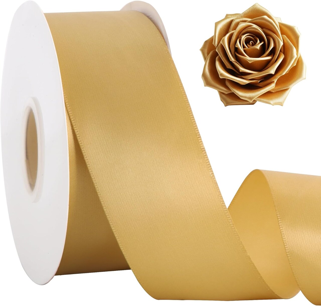 Gold Satin Ribbon Wide Solid Fabric Ribbon (gold) 1800"L x 2"W